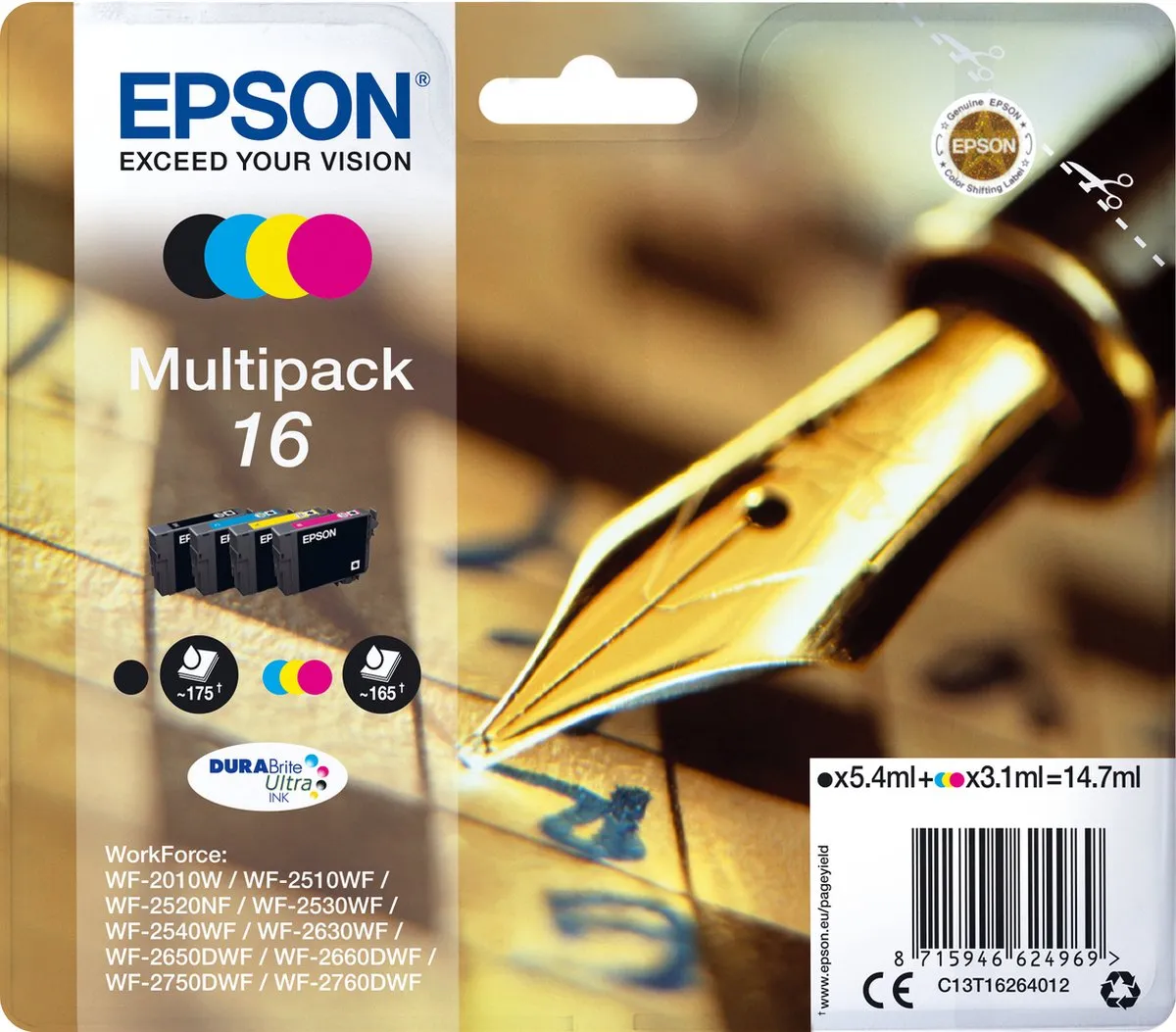 Epson 16 C13T16264010 Inktcartridge - 175 Stuks - Multi