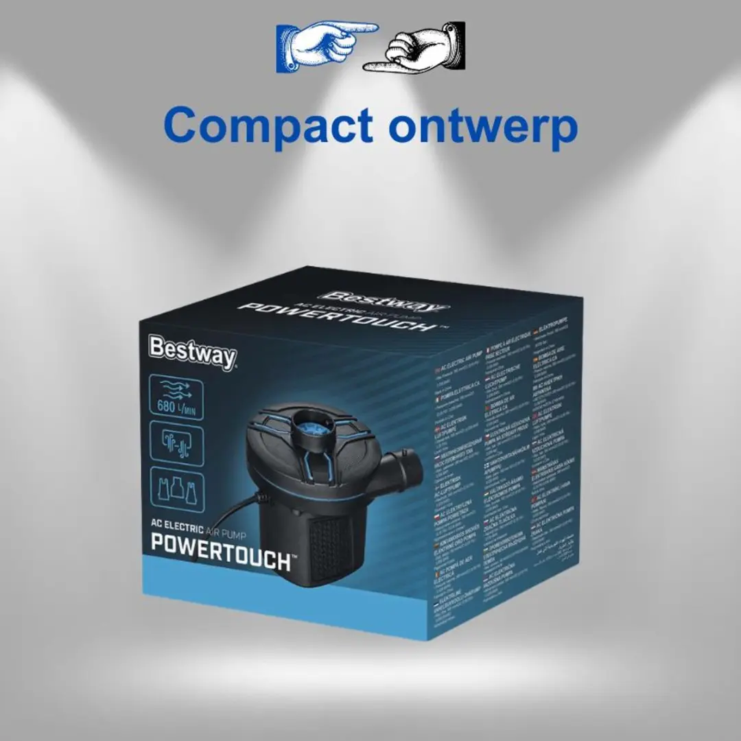 Bestway Elektrische Luchtpomp 62252 - 220-240V - 3 Opzetstukken - Zwart