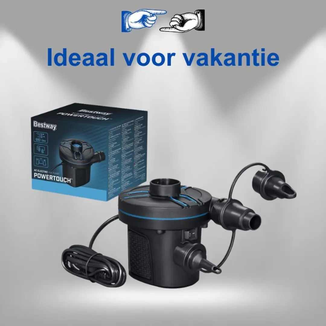 Bestway Elektrische Luchtpomp 62252 - 220-240V - 3 Opzetstukken - Zwart
