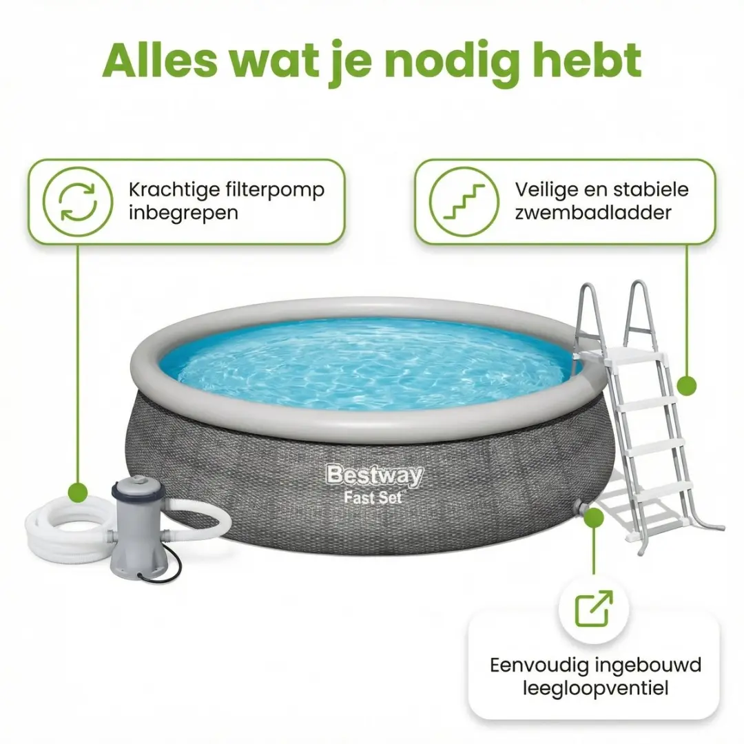 Bestway Fast Set Zwembad 457cm - 8-delig - Grijs