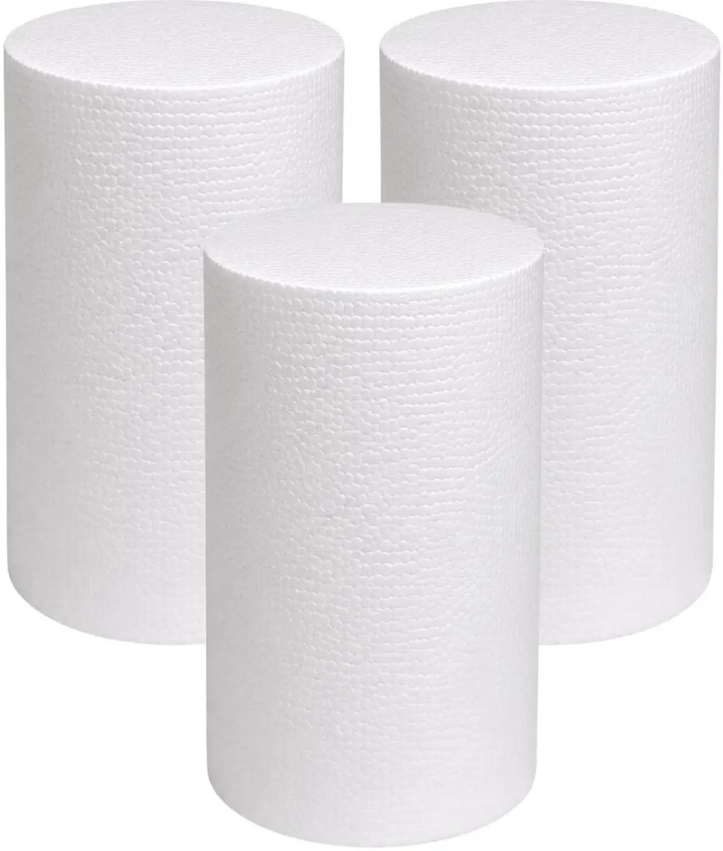 Bellatio Design Piepschuim Cilinders 3x D15xL30cm Wit