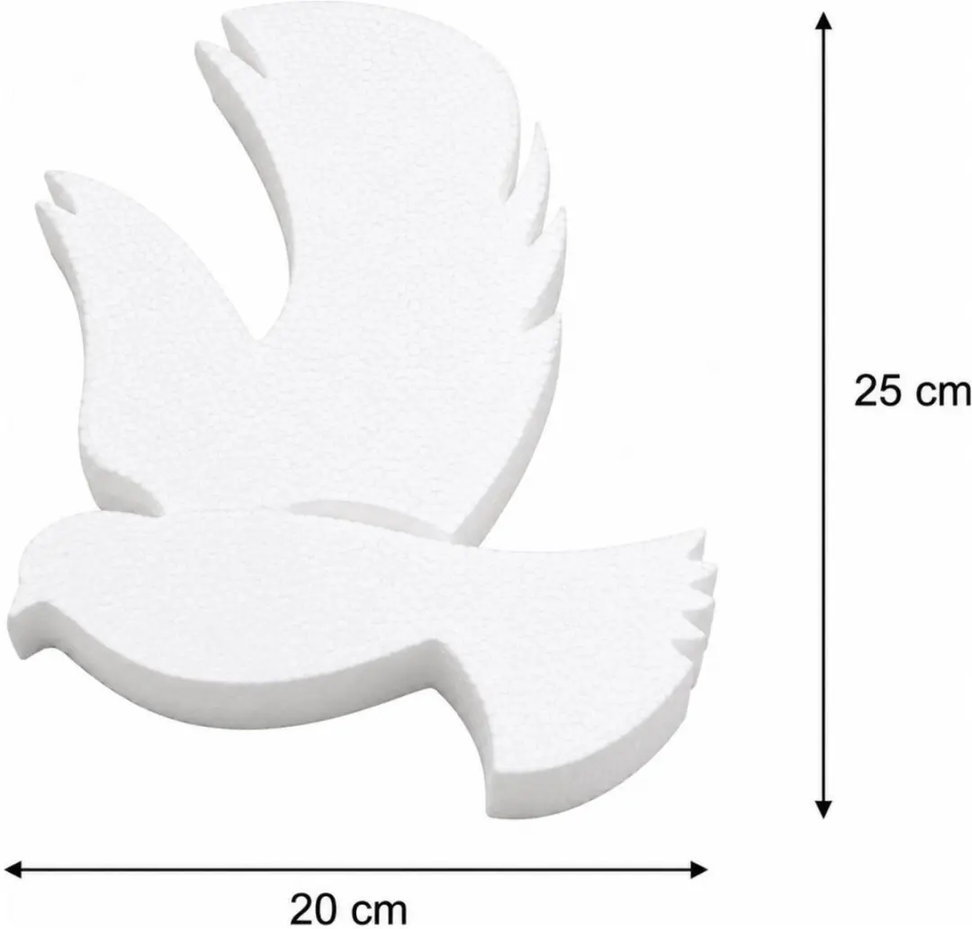 Bellatio Design Piepschuim Duif - 25x20cm Wit