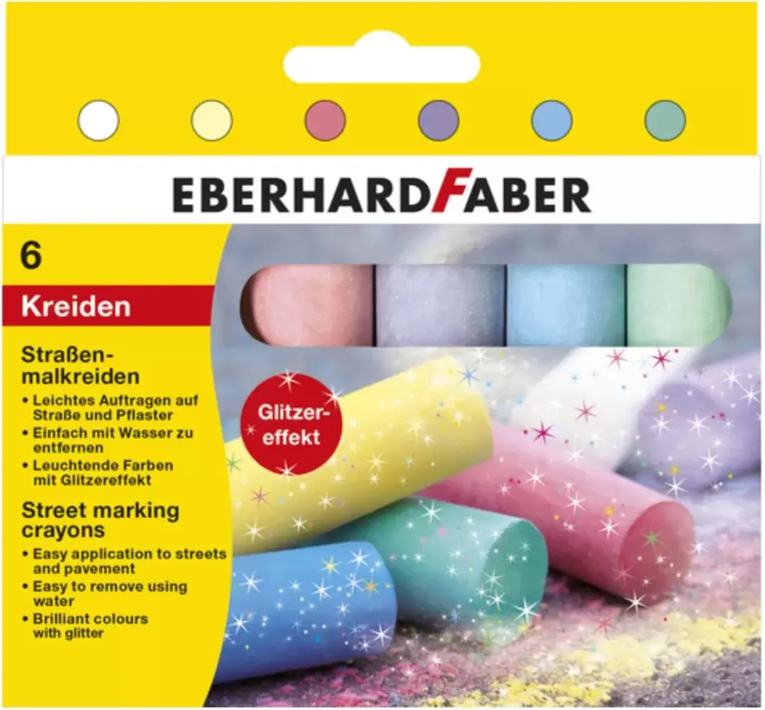 Eberhard Faber Stoepkrijt EF-526504 - 6 Stuks Glitter
