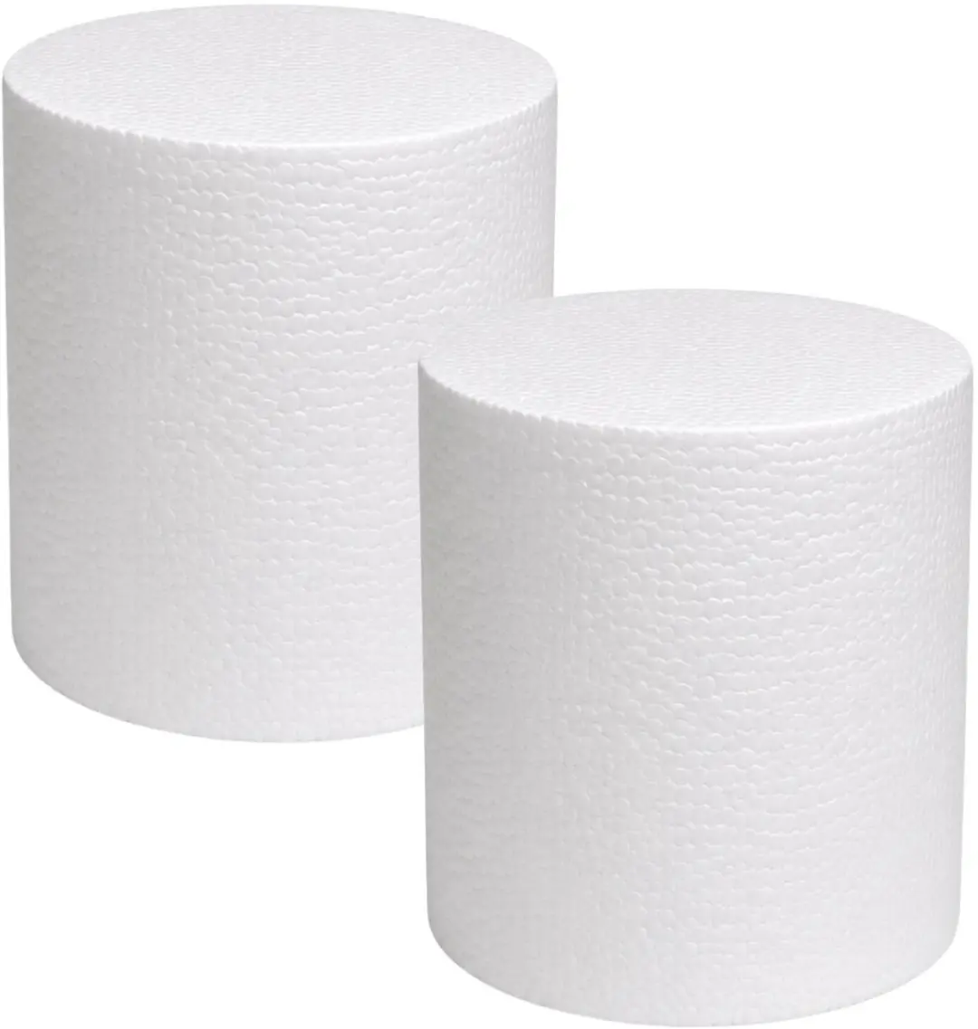 Bellatio Design Piepschuim Cilinders 2x D15xL20cm Wit