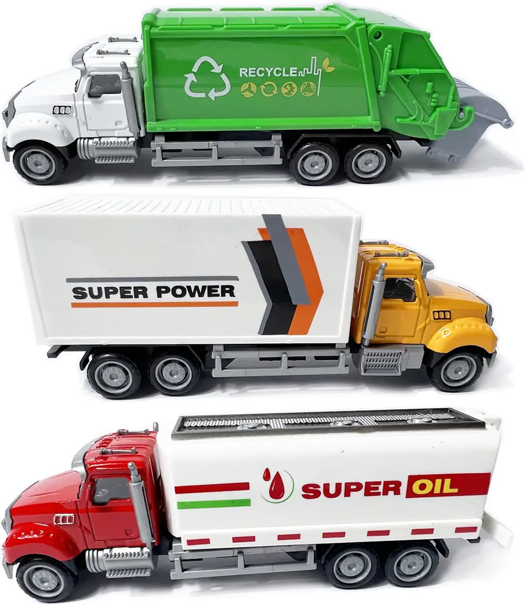 YJ Toys Diecast Werkvoertuigen Set 3x 16.5cm