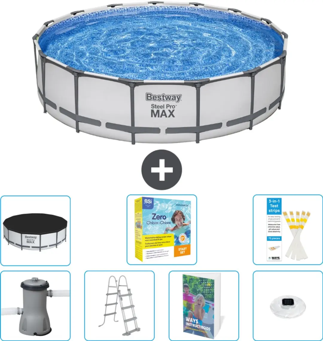 Bestway Steel Pro MAX Zwembad 457x107cm - Grijs - 16.015L