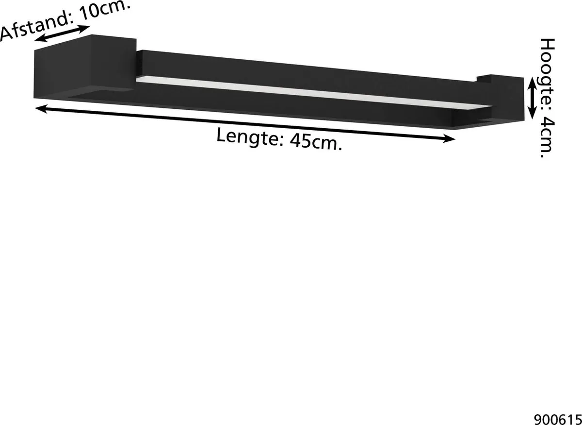 Eglo Gemiliana Spiegellamp LED 45cm - Zwart/Wit - afbeelding 6 van 6