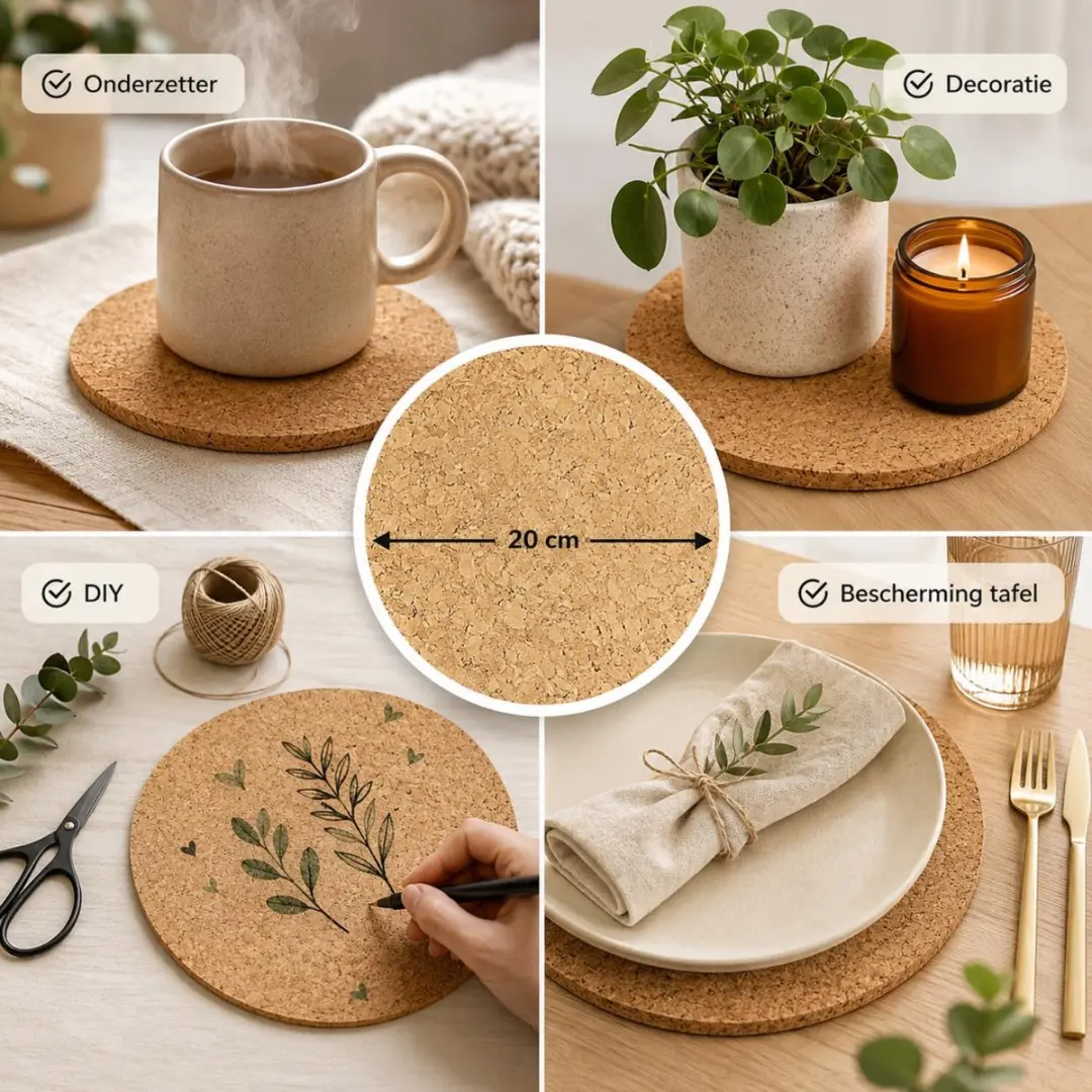 Rayher Hobby Kurk Schijven 20cm x 1,5cm - 2 Stuks - Lichtbruin