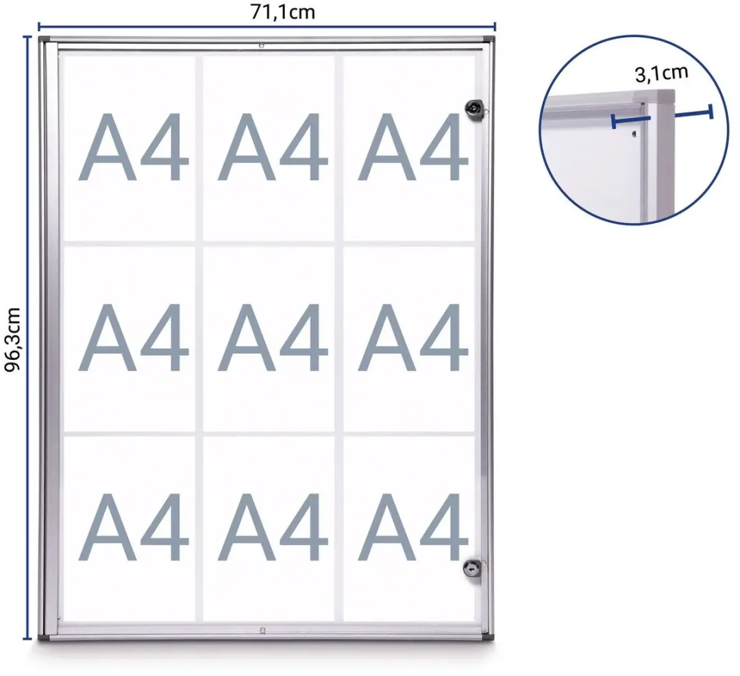 MAUL Vitrine MAULextraslim 9xA4 - 3.1x71x95.1cm Zilver