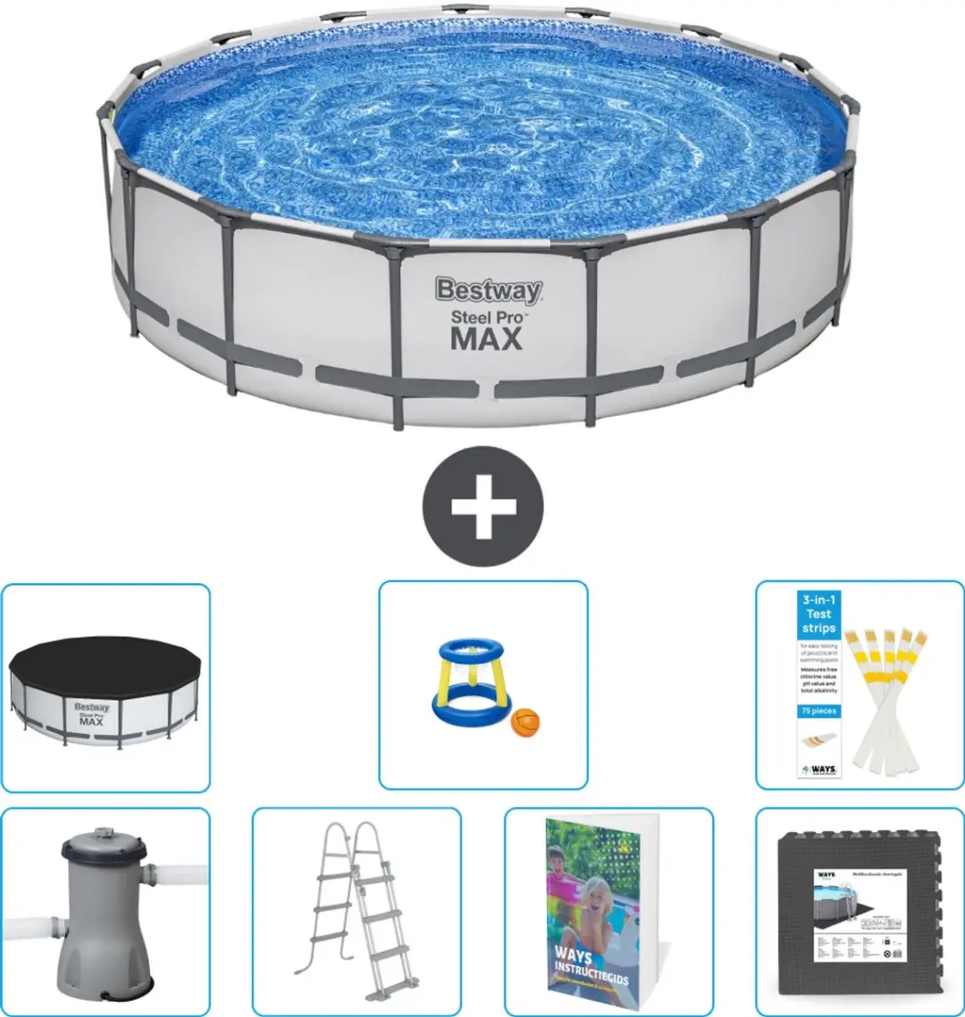 Bestway Steel Pro MAX Zwembad 457x107cm - Grijs - 16.015L