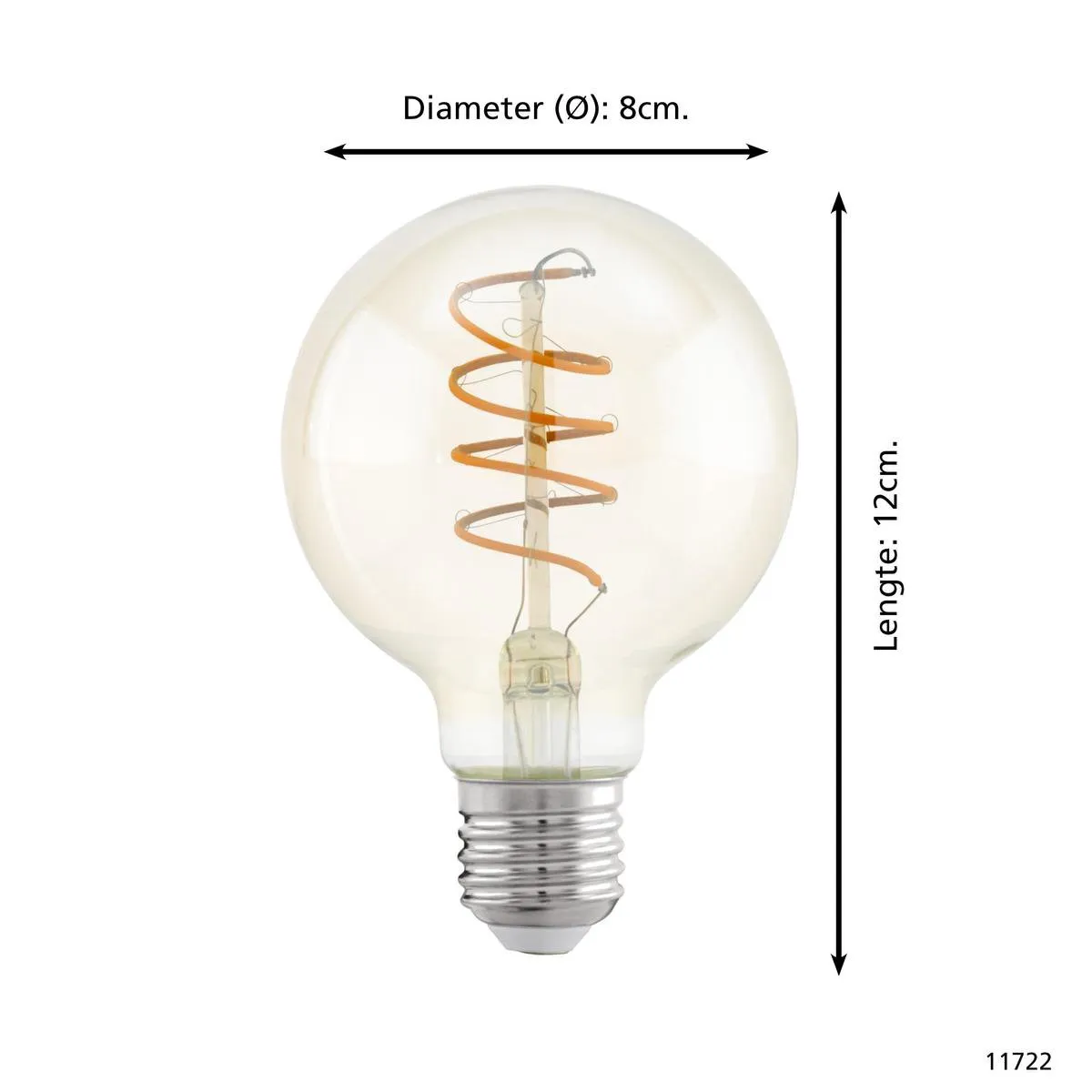 Eglo Amber LED Lamp E27 4W - Ø8cm - Warm wit - afbeelding 6 van 6