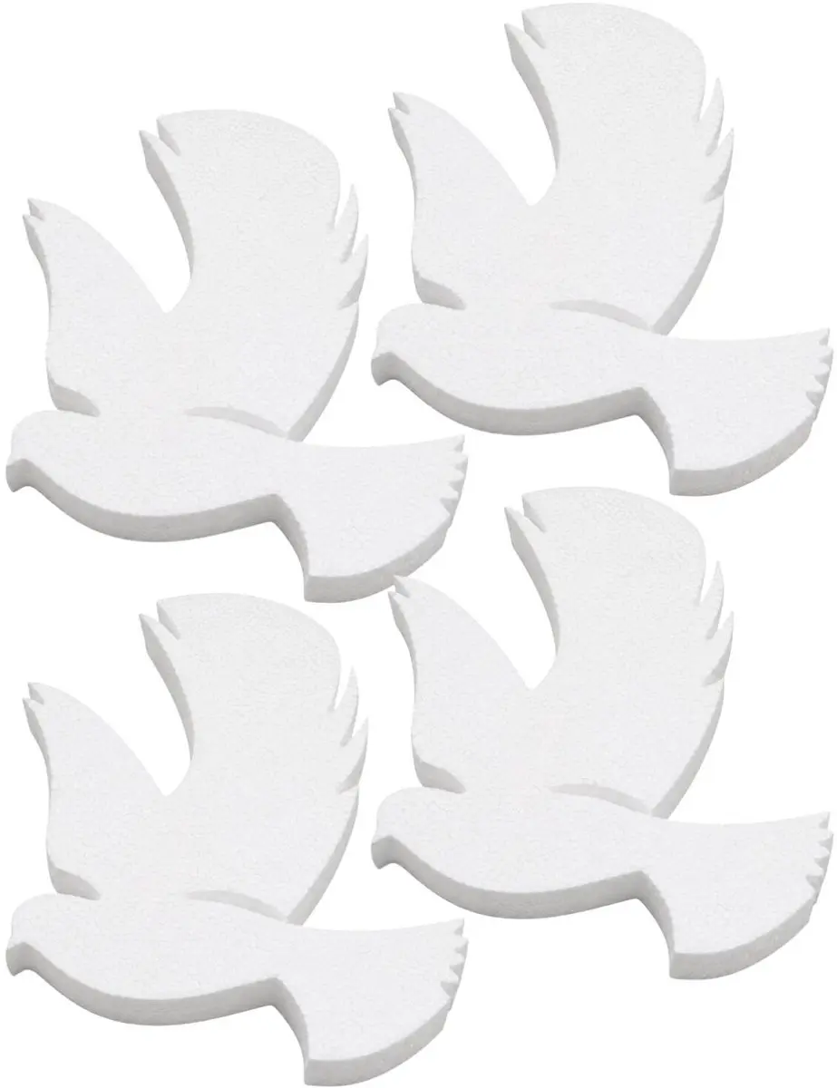 Bellatio Design Piepschuim Duif - 4 Stuks H20xB16cm Wit