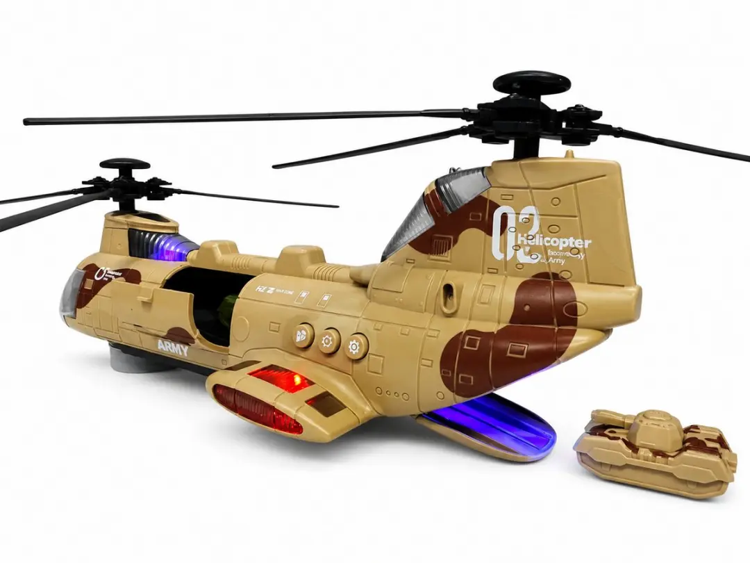 698 JIAN SHENG Didai Army Chinook LD177A Speelgoedhelikopter - 3 Tanks - Licht & Geluid