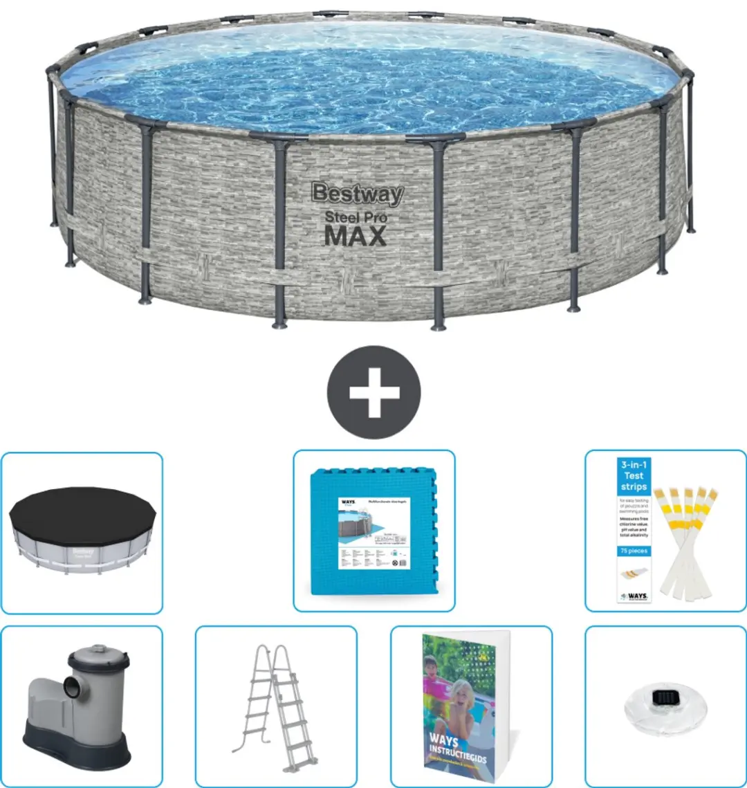Bestway Steel Pro MAX Zwembad 488x122cm - 19.480L - 8-delig