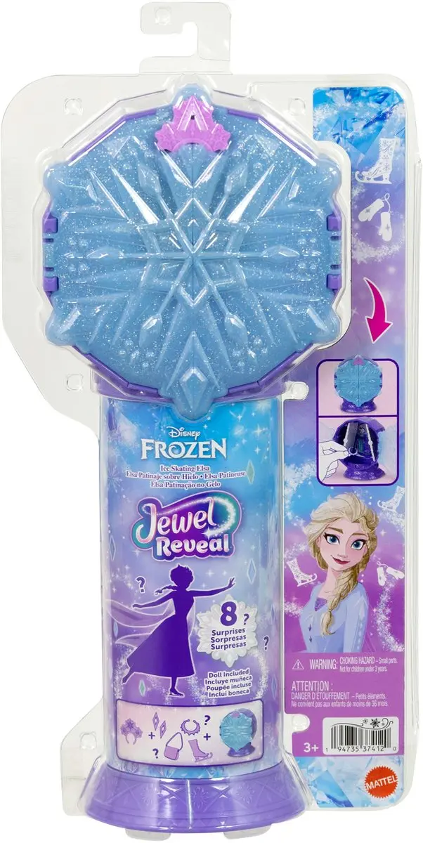 Mattel Disney Frozen Jewel Reveal Elsa Schaatsende Modepop - Meerkleurig