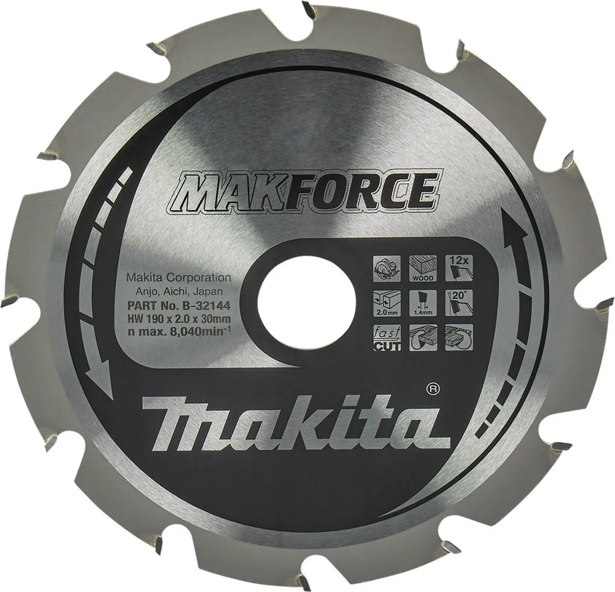 Makita Makforce Cirkelzaagblad B-32144 - Ø190mm 12T