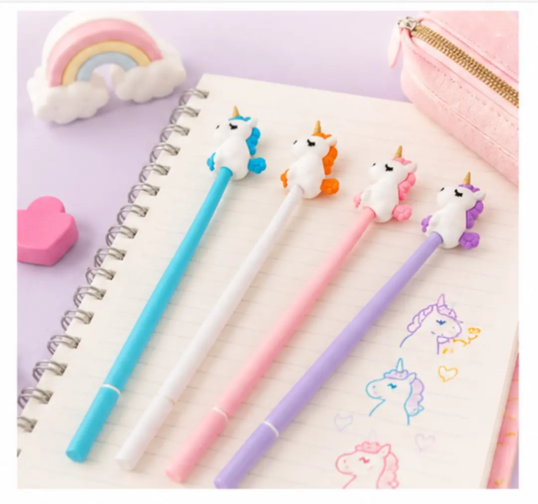 Jonotoys Paarse Unicorn Gelpen - Extra Lang 23cm - Blauwe Inkt