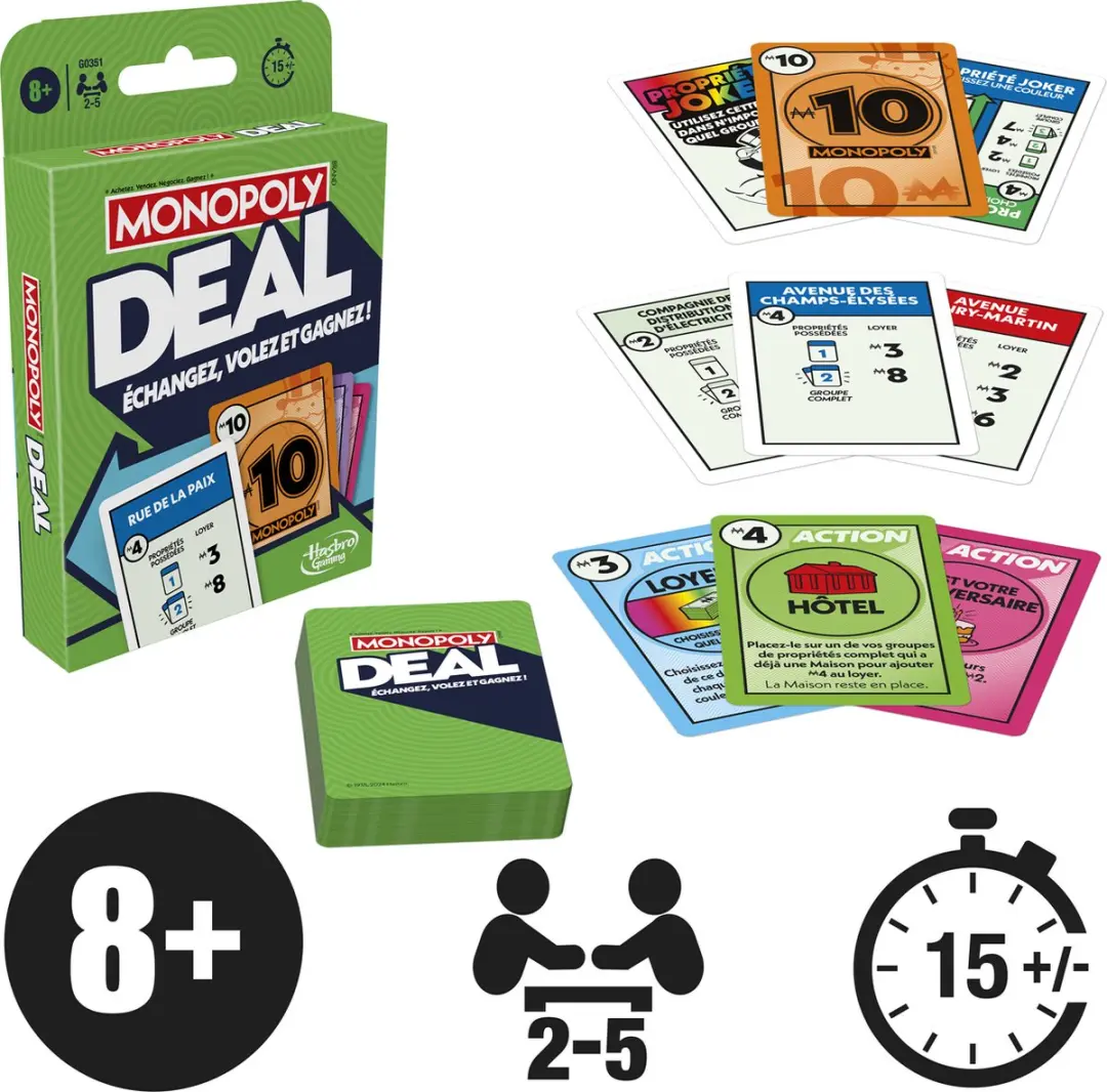 Hasbro Gaming Monopoly Deal Kaartspel - 15 minuten - 2-5 spelers