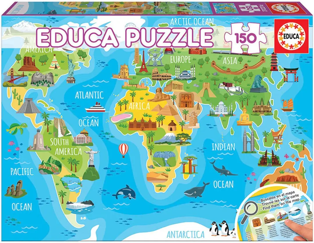 Educa Wereldkaart Puzzel 150 Stuks