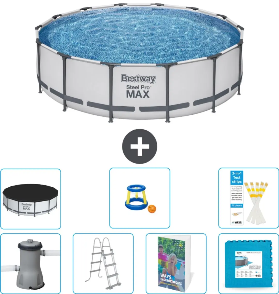 Bestway Steel Pro MAX Zwembad 427x107cm - Grijs - 15.232L