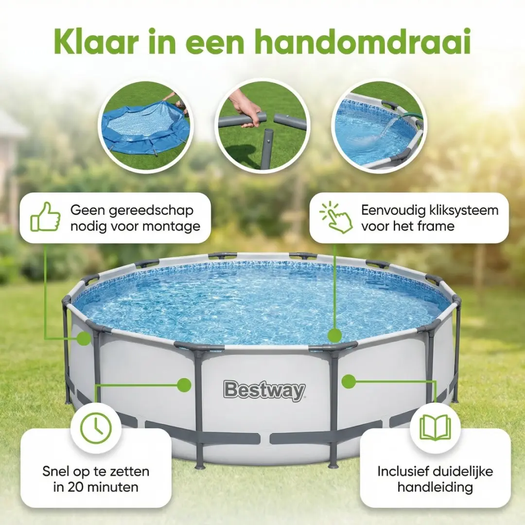 Bestway Steel Pro MAX Zwembad 427x107cm - Grijs - 15.232L