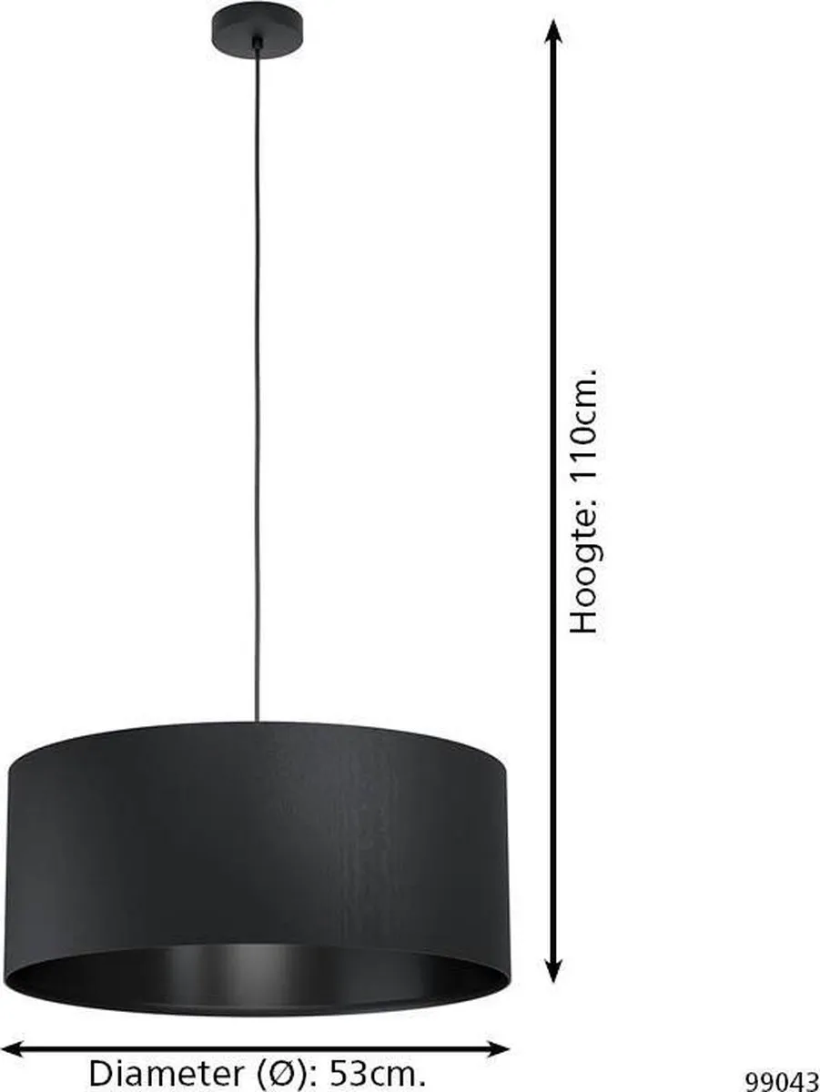 Eglo Maserlo 1 Hanglamp E27 - Ø53cm - Zwart - afbeelding 6 van 6