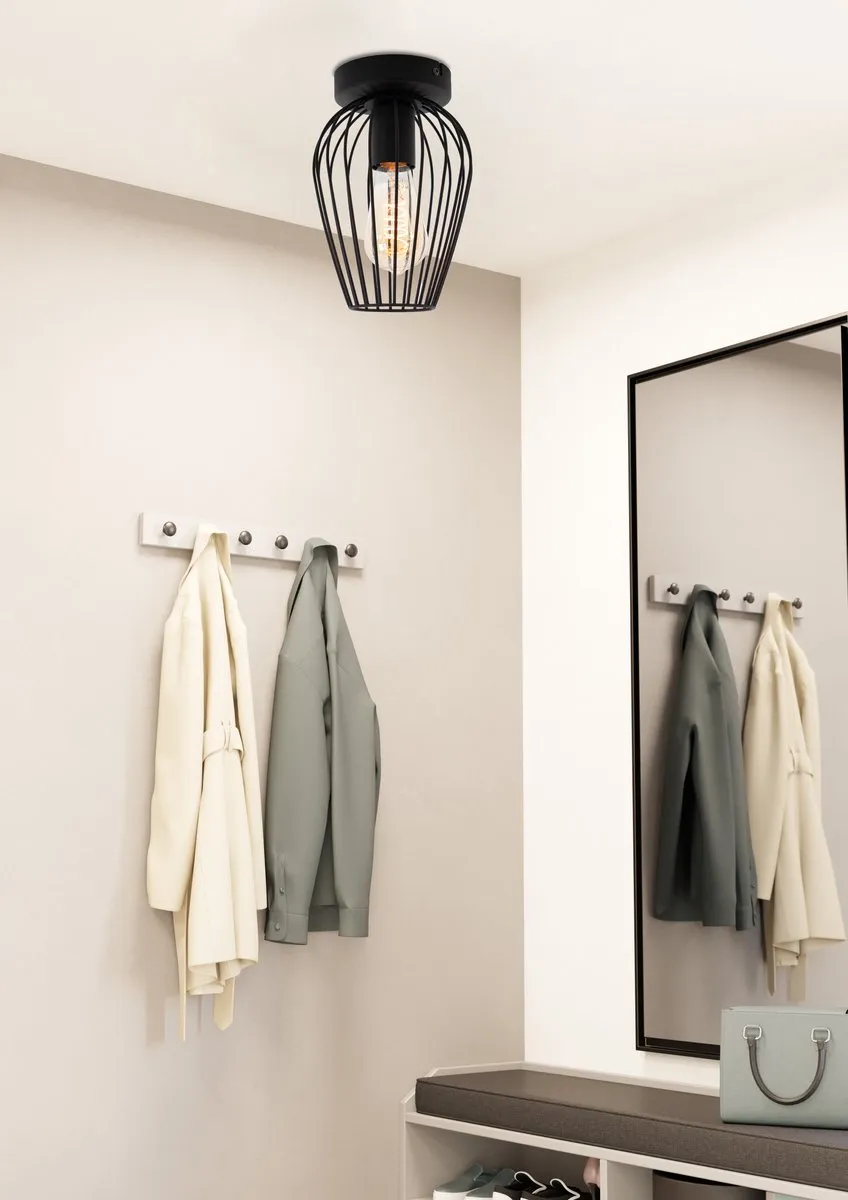 Eglo Newtown Plafondlamp E27 - Ø16cm - Zwart