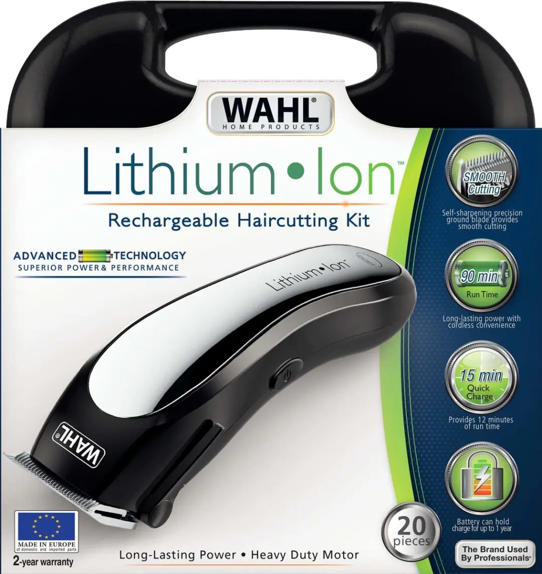 Wahl Lithium Ion Clipper 79600-3116 Tondeuse - 10 Opzetkammen - Zwart