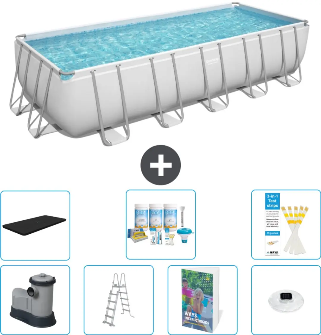 Bestway Power Steel Zwembad 640x274x132cm - 19.281L - Grijs
