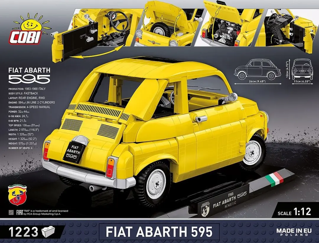 Cobi Fiat 500 Abarth 1965 - 1223 Stukken - Meerkleurig - afbeelding 6 van 6