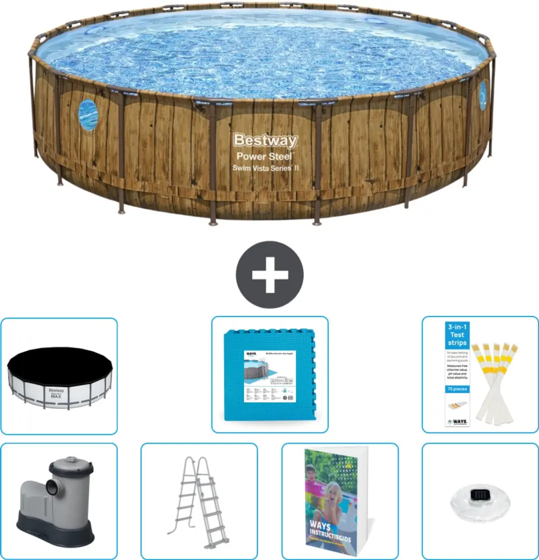Bestway Swim Vista Zwembad 549cm - 8-delig - Houtprint