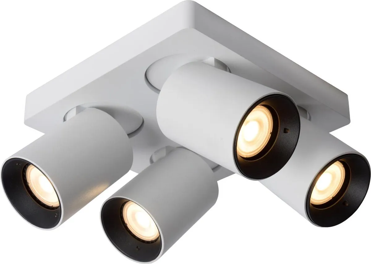 Lucide Nigel Plafondspot LED Dim-to-Warm GU10 - 4x5W Wit