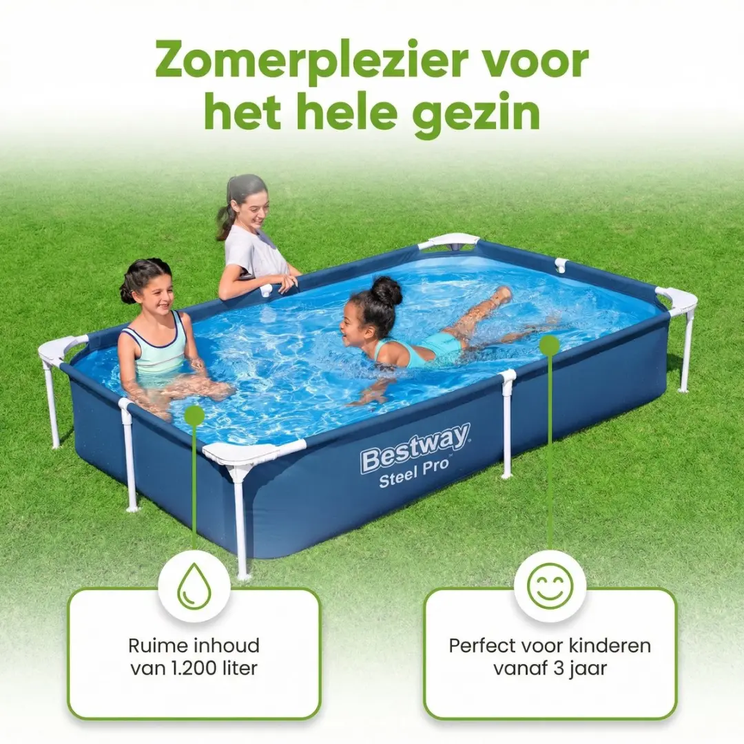 Bestway Steel Pro Zwembad 221x150cm - 1200L - Blauw - 7-delig