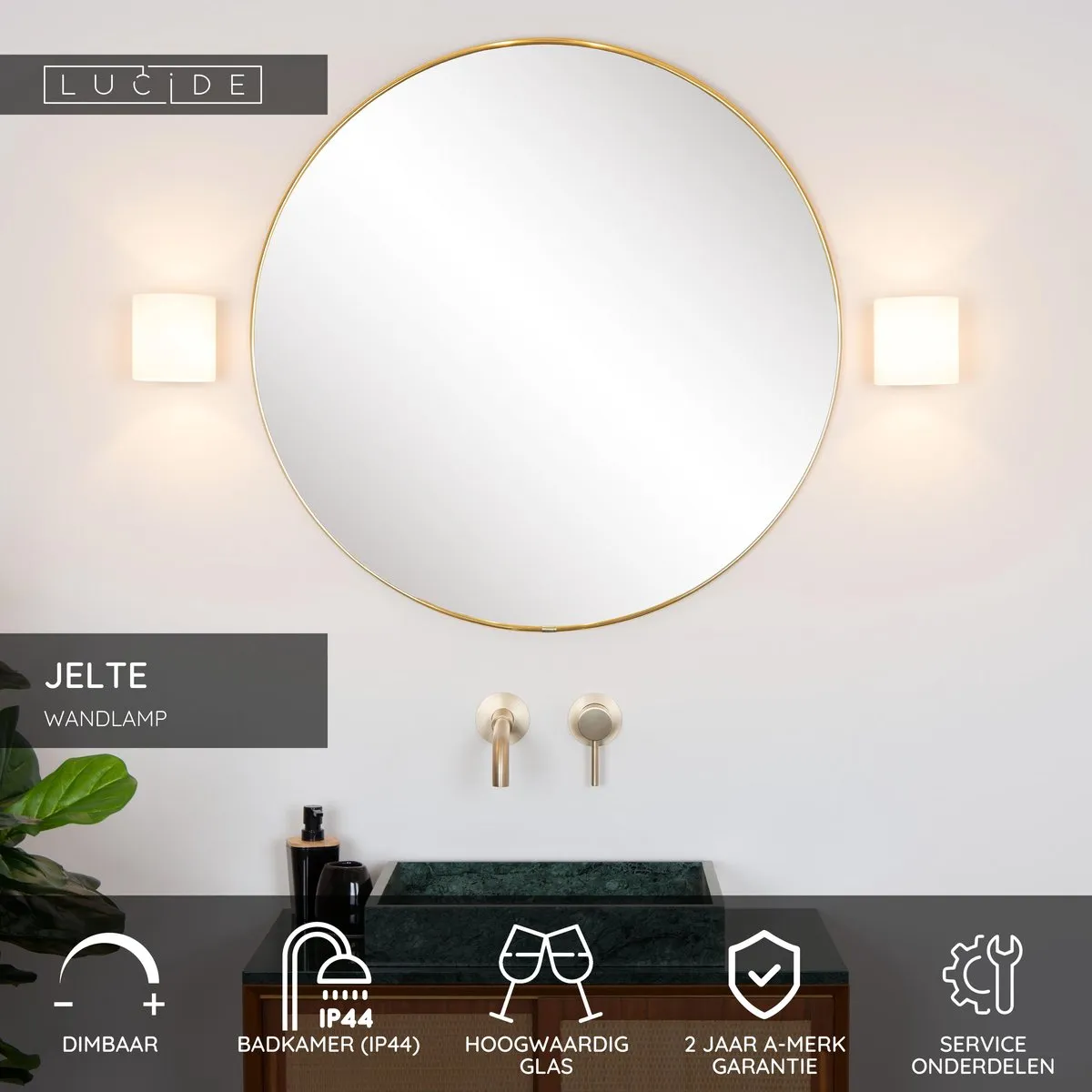 Lucide JELTE Wandlamp Badkamer 1xG9 - IP44 - Zwart