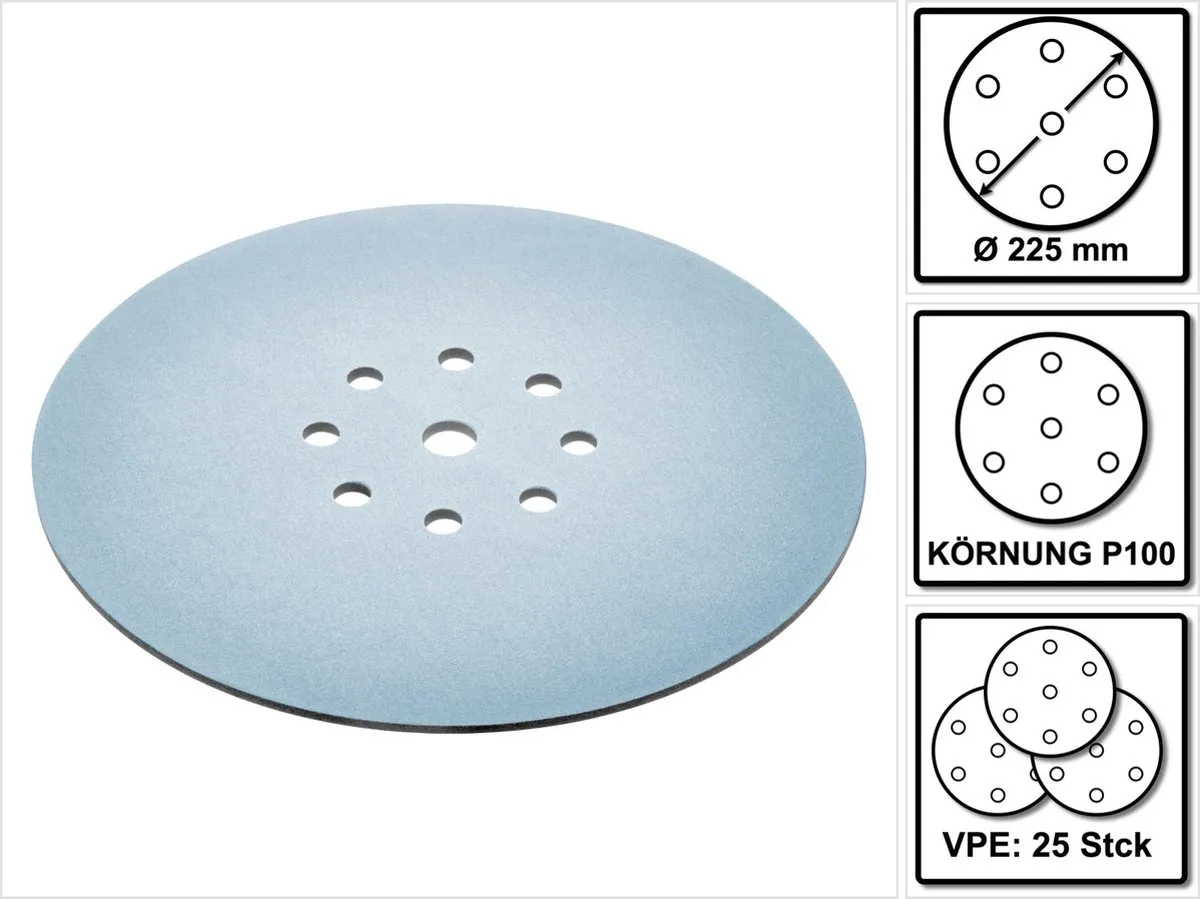 Festool D225 P100 GR SOFT Schuurpapier - 25 Stuks