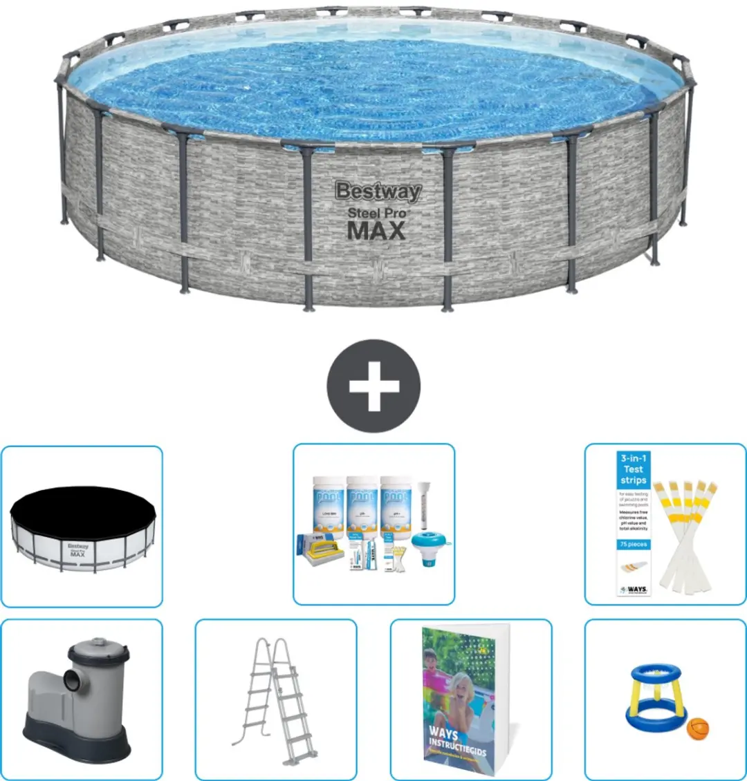 Bestway Steel Pro MAX Zwembad 549cm - 23.062L - Grijs