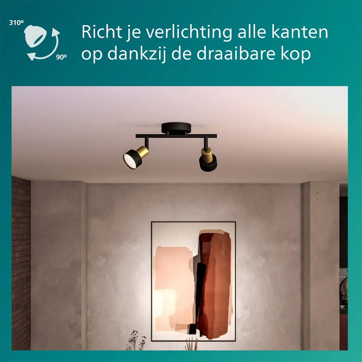 Philips Hue Conduit Opbouwspot Zwart/Goud - 2x GU10 RGBW