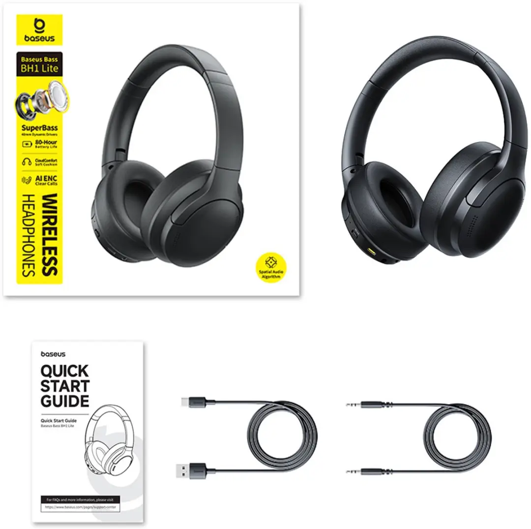 Baseus BH1 Lite Draadloze Koptelefoon - Sterke Bas - Bluetooth 6.0 - Zwart