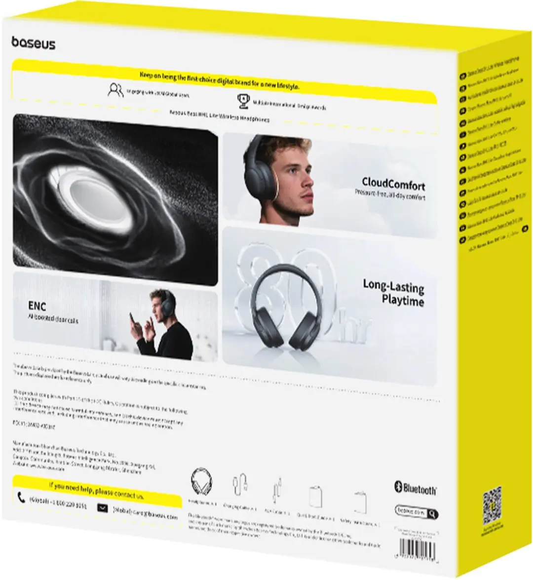 Baseus BH1 Lite Draadloze Koptelefoon - Sterke Bas - Bluetooth 6.0 - Zwart