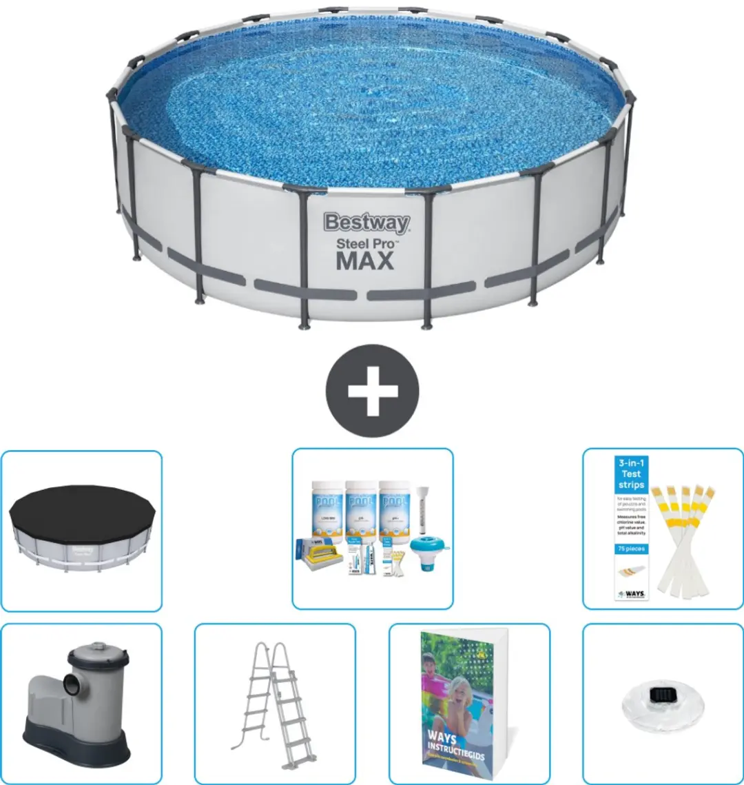 Bestway Steel Pro MAX Zwembad 488x122cm - Grijs - 19.480L