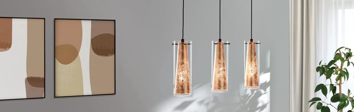 Eglo Pinto Gold Hanglamp E27 - 72,5 cm - Zwart/Goud - afbeelding 6 van 6