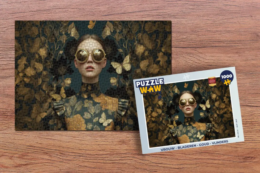 PuzzleWow Vlinders Legpuzzel 1000 Stuks - Goud
