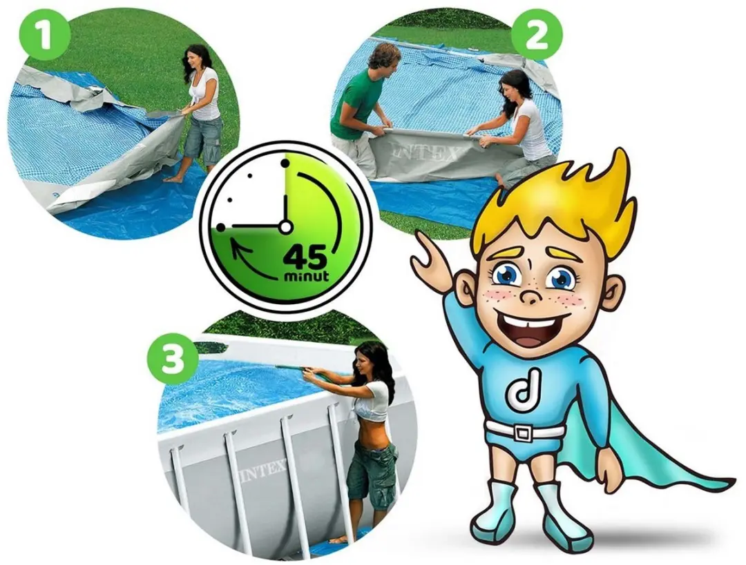 Intex Stalen Frame Zwembad 400x200x100cm Compleet Set - Grijs - afbeelding 4 van 6