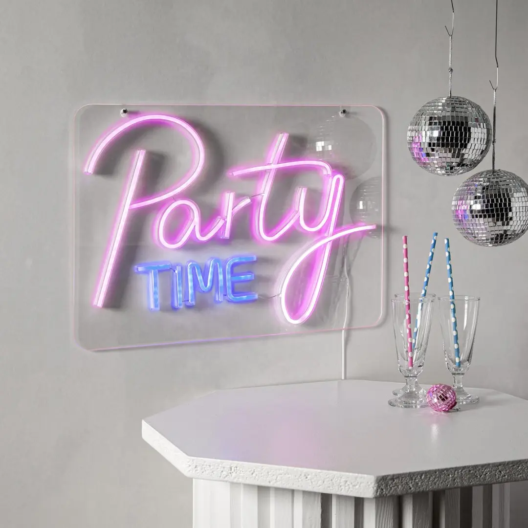 Star Trading Plexy Party Time Wanddecoratie LED - 48cm - Transparant