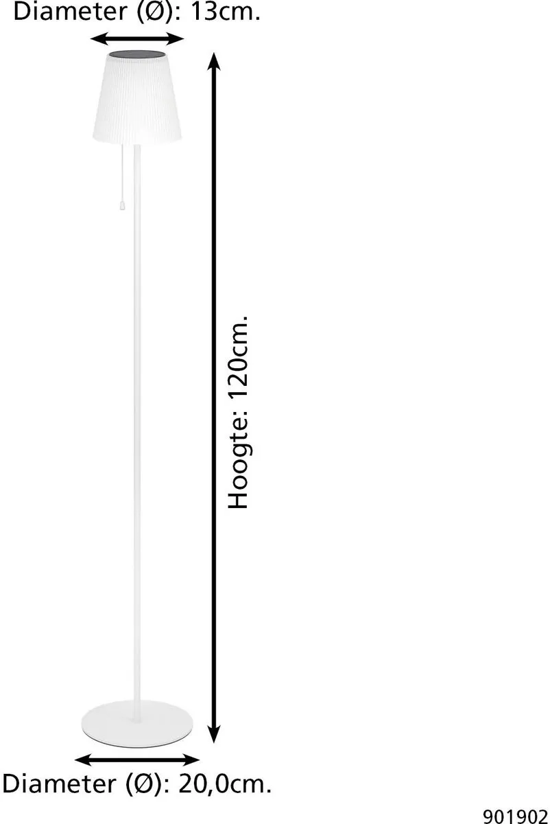 Eglo Scordiano-L Vloerlamp Solar 120cm Wit - afbeelding 6 van 6