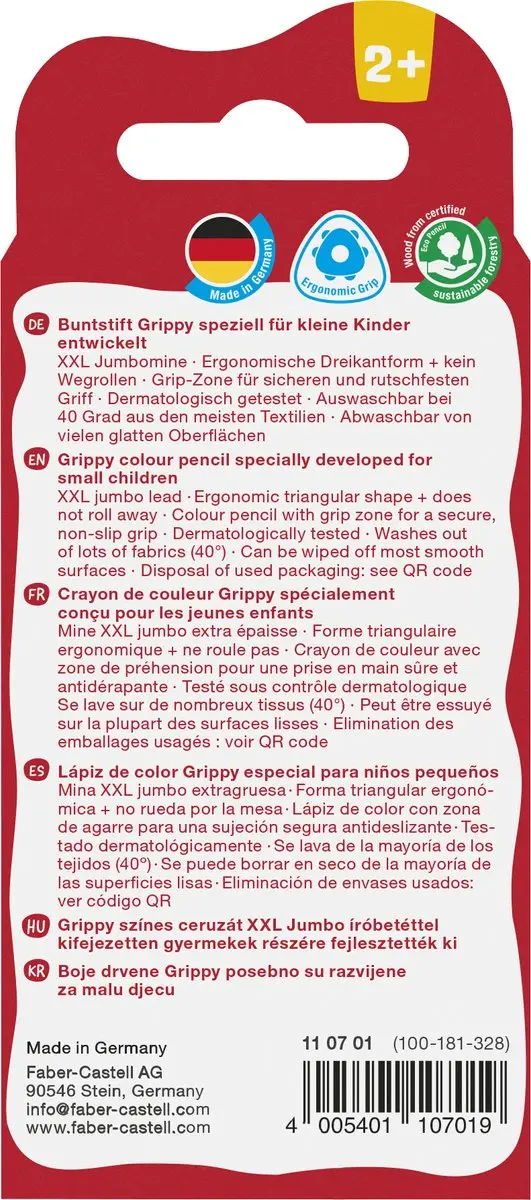 Faber-Castell Grippy XXL Kleurpotlood - 4 Stuks