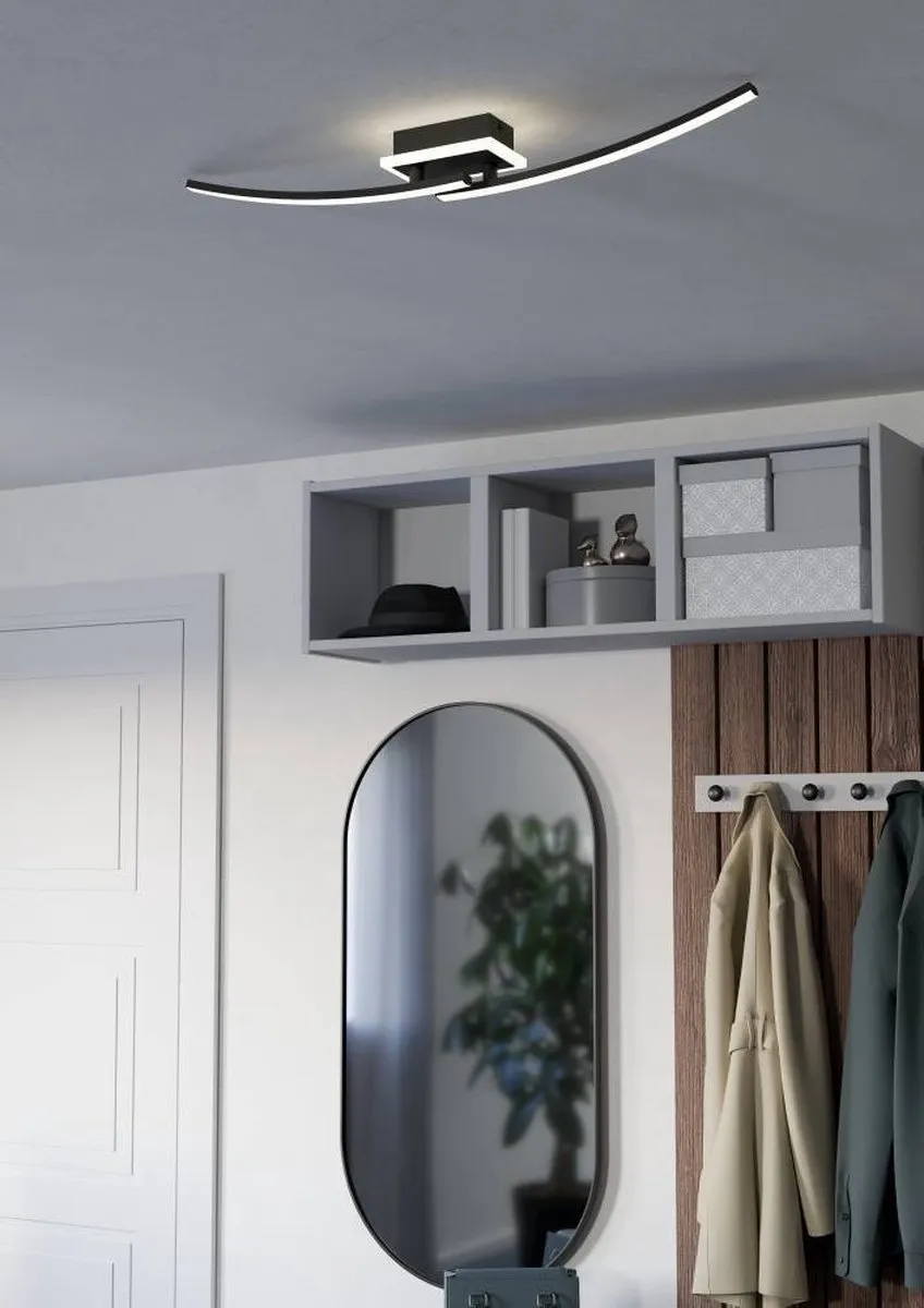 Eglo Lungolago Plafondlamp LED 74cm - Dimbaar - Zwart/Wit