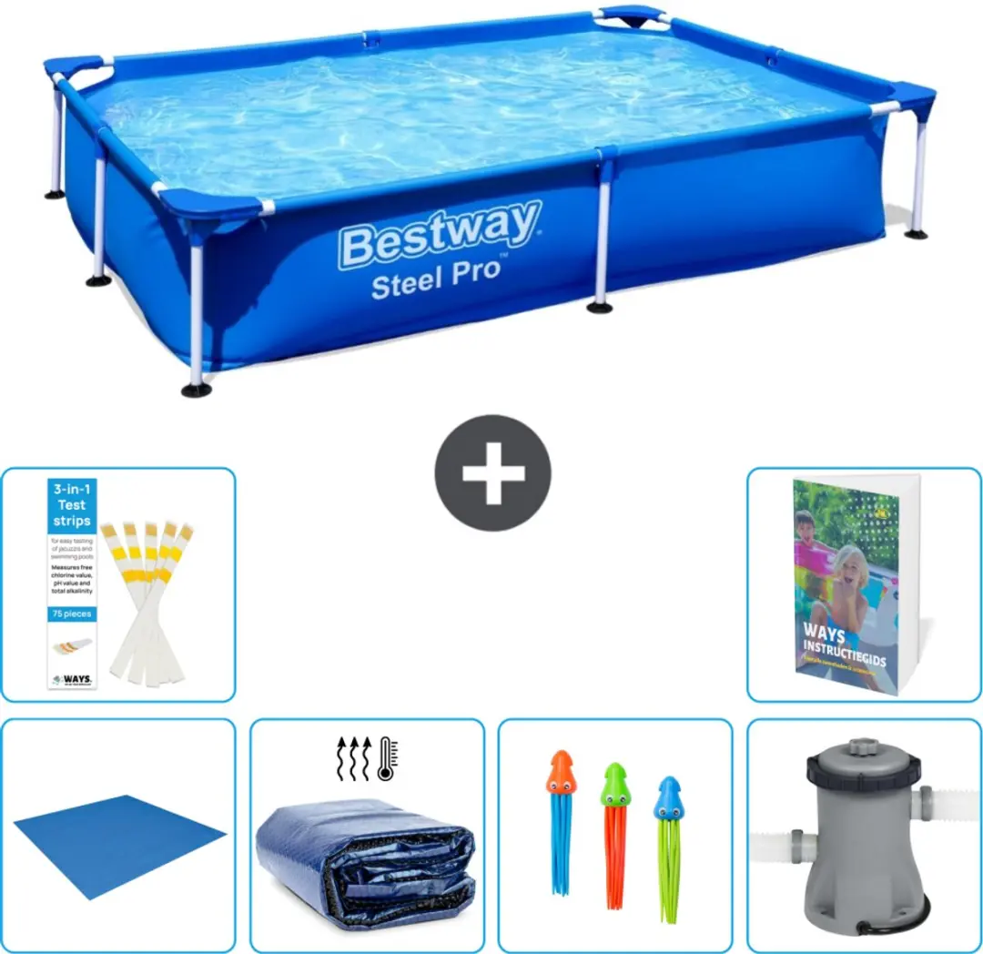 Bestway Steel Pro Zwembad 221x150x43cm Blauw