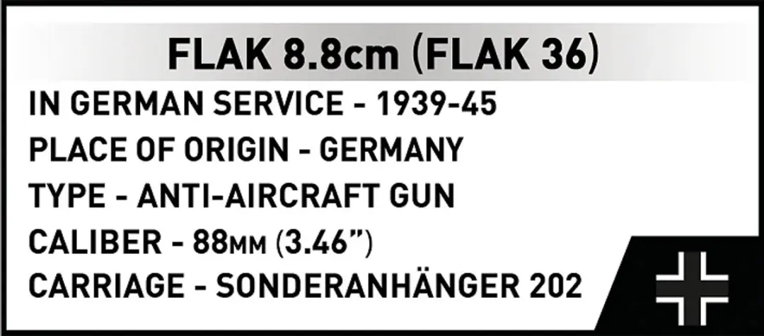 Cobi Sd.Kfz 8.8cm FLAK 36 - 975 Stukken - 3 Minifiguren
