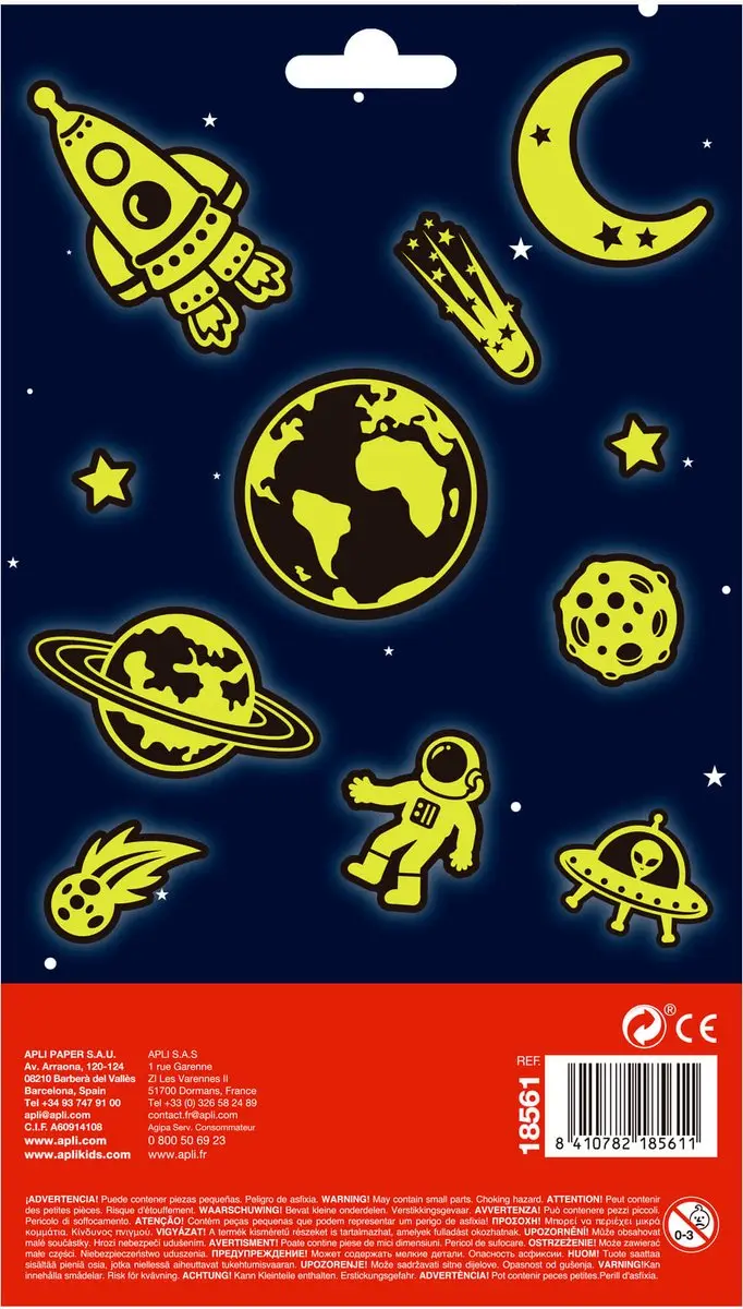 Apli Kids Glow in the Dark Ruimtestickers - Multicolor
